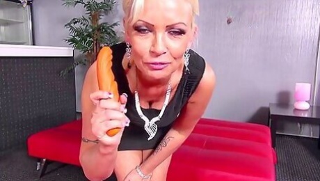 Rides Big Cock With Her Dildo