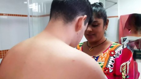 My stepmother enters the shower and wants to give me a delicious blowjob.