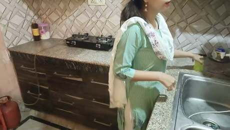 desi sexy stepmom gets angry on him after proposing in kitchen pissing