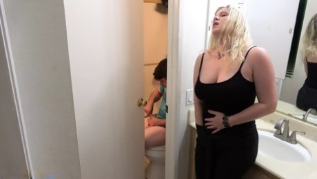 Stepson caught masturbating in the bathroom fucks stepmom