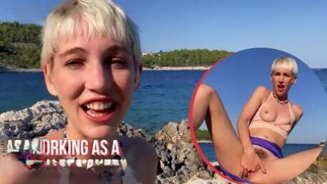 Adorable Annika Fingers Herself On a Beach in Croatia