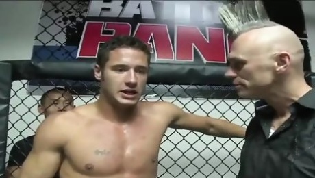Stacy Adams hops on the winner's cock in the MMA cage and swallows his cum